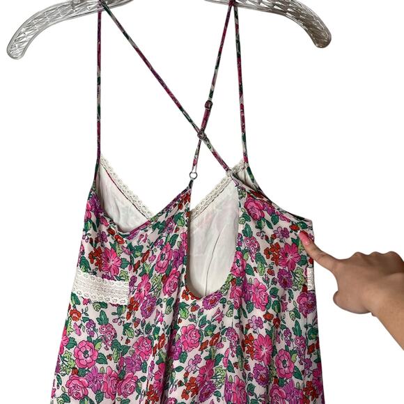 Abercrombie Floral Lace Mini Slip Dress Boho Cottagecore Crossback Lined Sz S - Picture 9 of 13